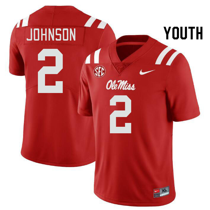 Youth #2 Cedric Johnson Ole Miss Rebels College Football Jerseys Stitched Sale-Red